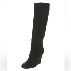 Christian Louboutin Black Suede Knee High Boots